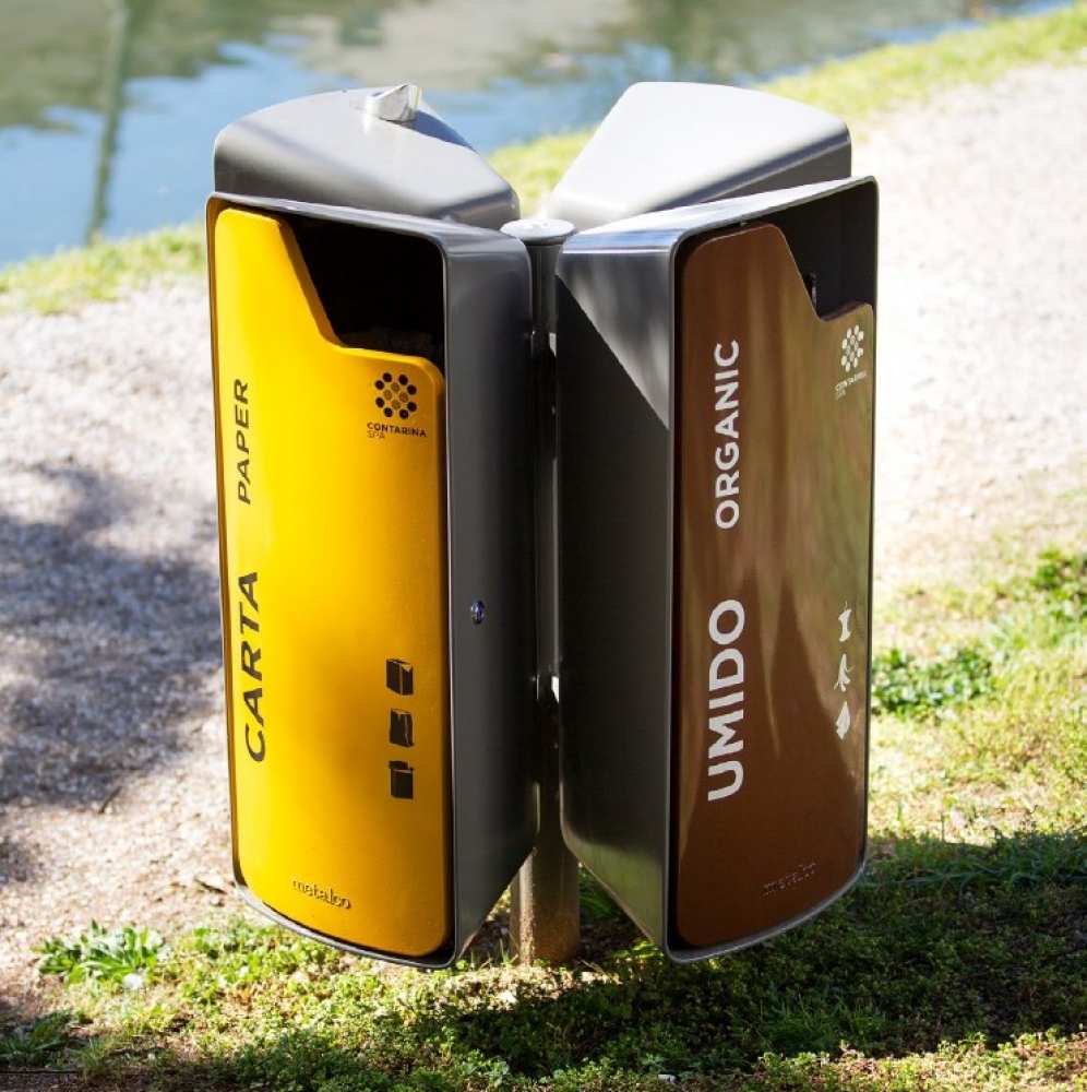 Cos de gunoi stradal colectare selectiva cu 4 recipienti TOP